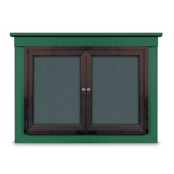 72"x36" 3-Door Enclosed Outdoor Letterboard, Hdr, Blue Felt/Black